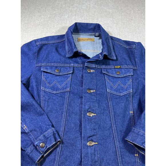 Wrangler Men’s Large Blue Cowboy Cut Denim Trucker Work Jean Jacket Western - Picture 9 of 9